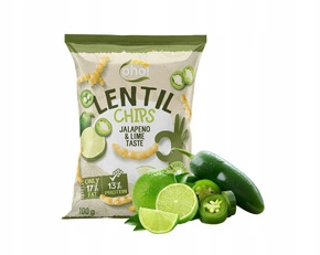 CHIPSY Chrupki z Czerwonej Soczewicy o Smaku JALAPENO i LIMONKI 100g Oho!