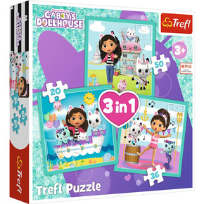 Puzzle 3w1 Układanka KOCI DOMEK GABI Aktywności Gabi 3+ Trefl 34871