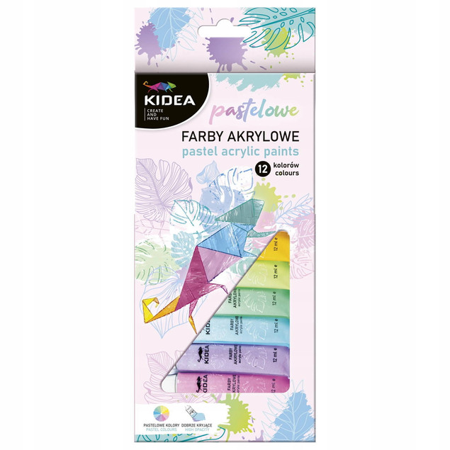 Farby akrylowe pastelowe 12 szt. x 12 ml Kidea