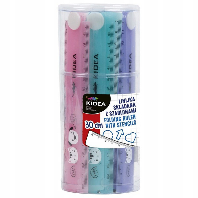 LINIJKA SKŁADANA 30CM Z SZABLONAMI MIX KIDEA 97418