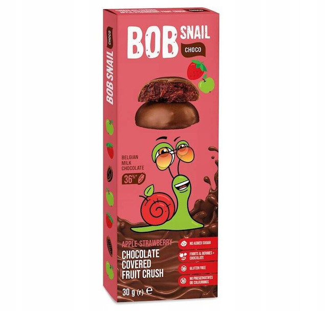Przekąska Jabłko Truskawka W Czekoladzie 30g BOB SNAIL