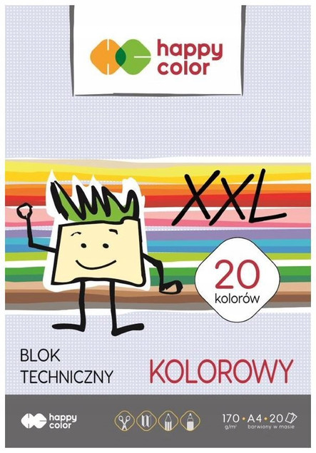 Blok Techniczny A4 20 Kolorów 170g/m2 Happy Color