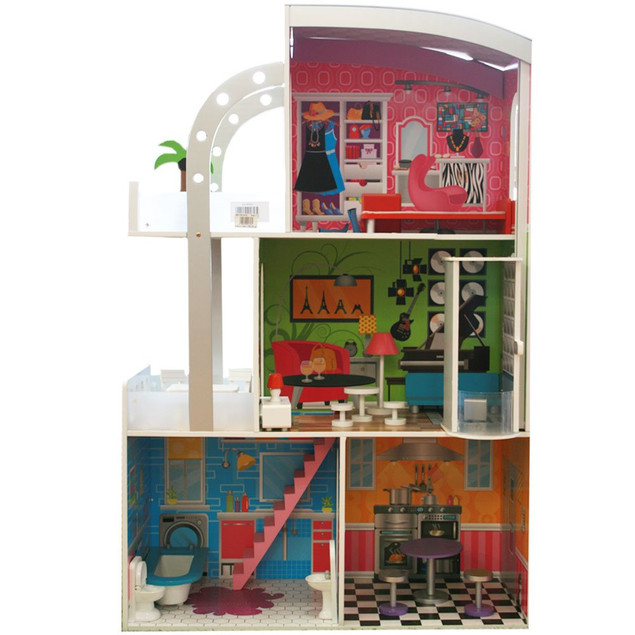 Duży DREWNIANY DOMEK dla lalek Winda WILLA 112 cm