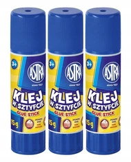 3x BARDZO MOCNY Klej Szkolny w Sztyfcie 15 g Nie Marszczy Papieru Astra