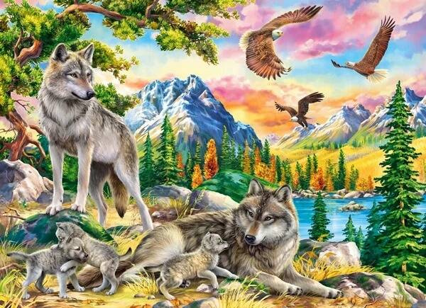 Puzzle 300 Wolf Family and Eagles CASTOR