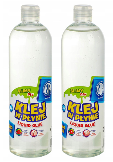 2x Klej W PŁYNIE Bezbarwny Do Slime Glutów Transparentny 500 ml 3+ Astra