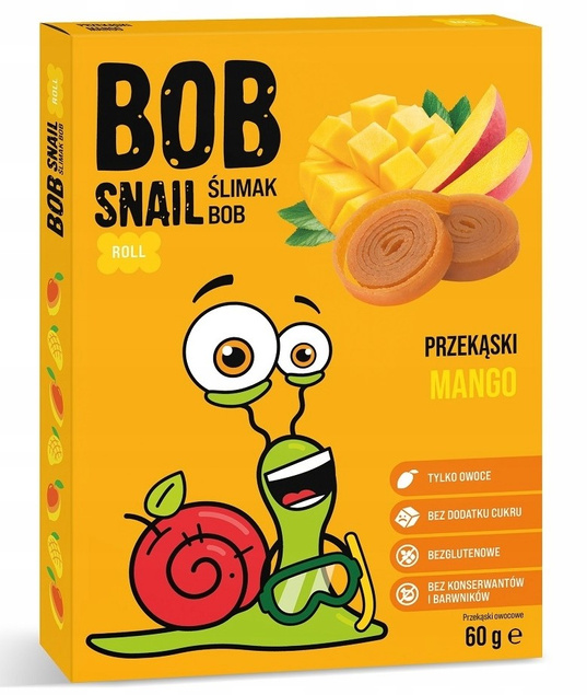 4x Przekąski BOB SNAIL Owocowe MIX Jabłko Malina Truskawka Bez Cukru 240g