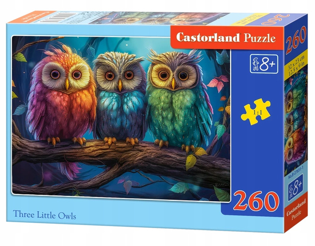 Puzzle 260 Układanka Małe SOWY Sówki Ptaki Ptaszki Obraz 8+ Castorland