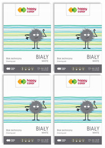 4x Blok Techniczny BIAŁY A4 10 Kartek 170g Happy Color