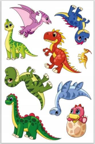 Kolorowanka z tatuażami. Małe dinozaury