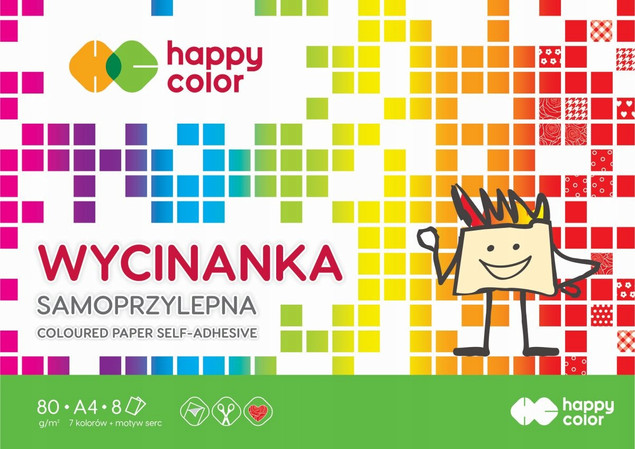HAPPY COLOR Blok Wycinanka Samoprzylepna A4 8 Ark 8 Kartek