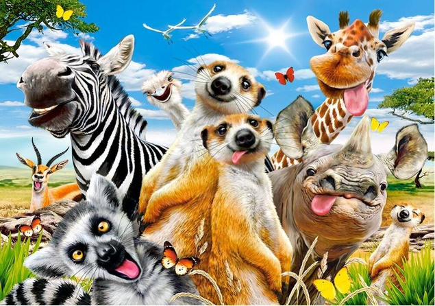 PUZZLE 500 UKŁADANKA ZWIERZĘTA AFRYKI SELFIE SAFARI ZEBRA ŻYRAFA 9+ CASTOR