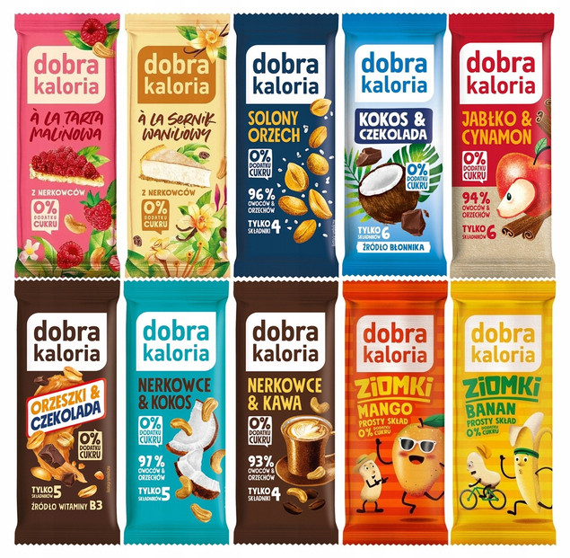 10x DOBRA KALORIA Zestaw Zdrowych Batonów Bez Cukru 10szt Mix Fit Przekąska