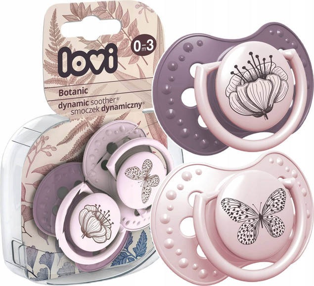 Smoczek silikonowy dynamiczny LOVI 0-3m 2 szt. Botanic Girl