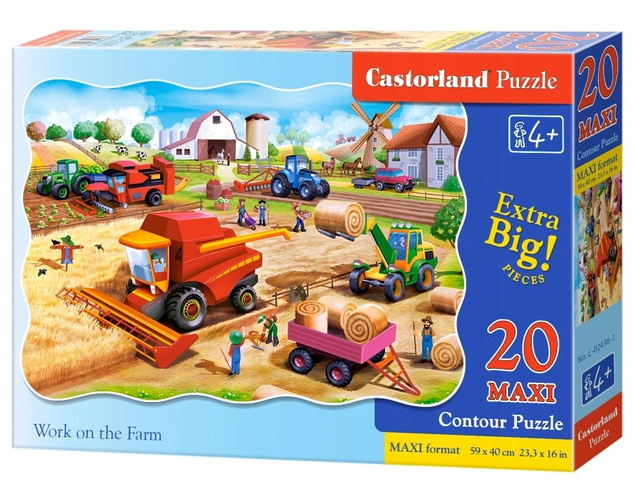 Puzzle MAXI 20 Układanka Wieś FARMA Traktor Maszyny Pojazdy Praca 4+ Castor