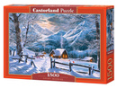 Puzzle 1500 Układanka Krajobraz Góry ZIMA Wieś Śnieżny Poranek +9 Castor