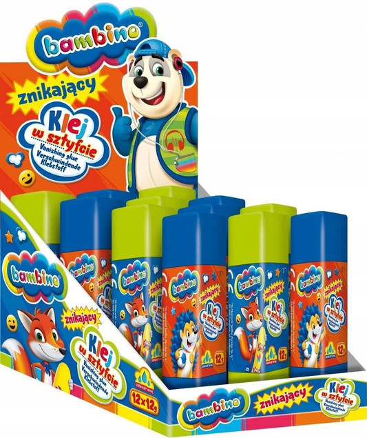 12 x BAMBINO KLEJ SZKOLNY ZNIKAJĄCY W SZTYFCIE 12g