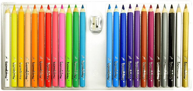 Kredki BAMBINO trójkątne 24kol.w drewnie+temp. MAJEWSKI