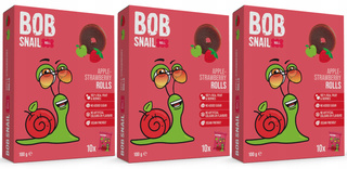 3x Przekąska Owocowa Jabłko Truskawka Bez Cukrów 100g BOB SNAIL