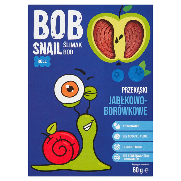 4x Przekąski BOB SNAIL Owocowe MIX Jabłko Malina Truskawka Bez Cukru 240g