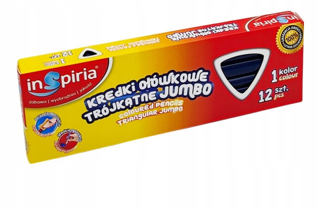 INSPIRIA Kredki Trójkątne Ołówkowe FIOLETOWY Jumbo 12 Sztuk