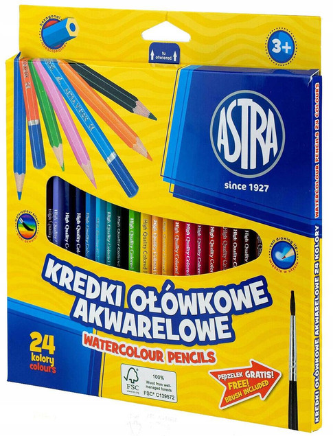 Kredki ołówkowe akwarelowe 24kol ASTRA