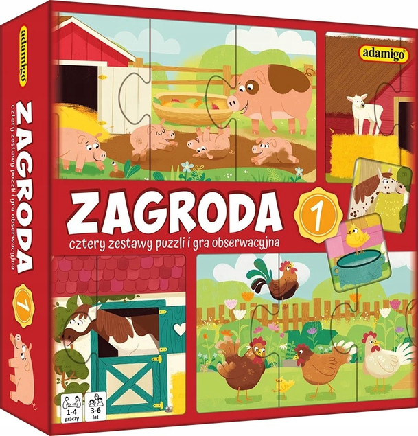 Puzzle ZAGRODA Gra Obserwacyjna ZWIERZĘTA 3+ Adamigo