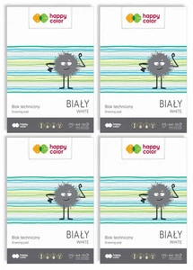 4x Blok Techniczny BIAŁY A4 10 Kartek 170g Happy Color