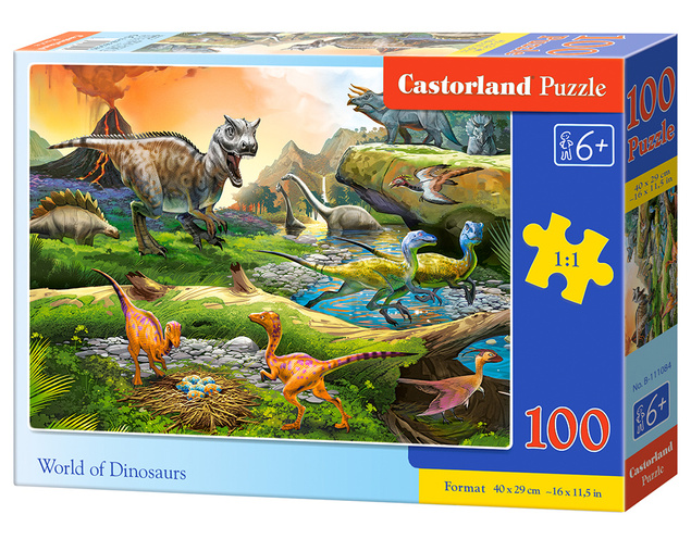 Puzzle 100 Układanka Gady DINOZAURY Dinozaur Krajobraz 6+Castorland