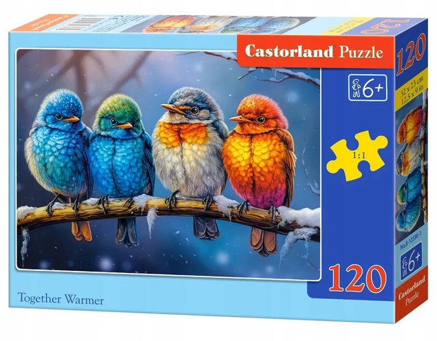 Puzzle 120 Układanka Zima PTASZKI Ptaki Wróble Obraz 6+ Castorland