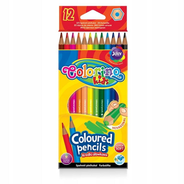 Kredki ołówkowe heksagonalne 12 kol. Colorino Kids