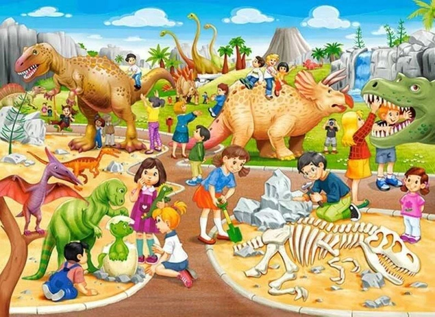 Puzzle 70 Układanka Dla Dzieci DINOZAURY W PARKU Dla Pięciolatka 5+ Castor