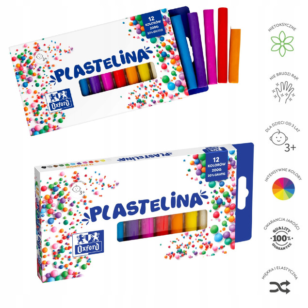 Plastelina Oxford 12 kolorów 200g