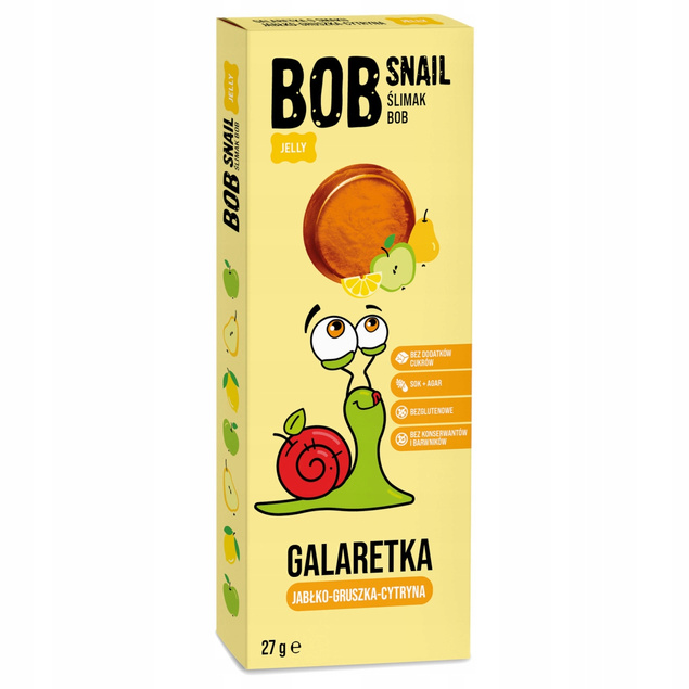 BOB SNAIL Jellies Galaretka Jabłko Gruszka Cytryna 27g Bez Cukru Z Agarem