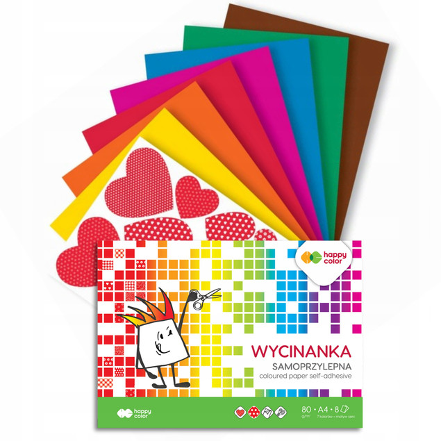 HAPPY COLOR Blok Wycinanka Samoprzylepna A4 8 Ark 8 Kartek