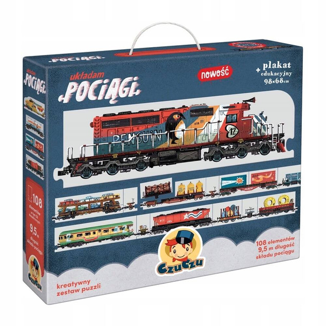 CzuCzu UKŁADAM POCIĄGI puzzle i plakat XXL 5+