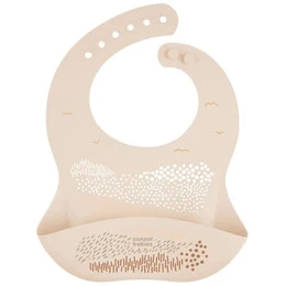 CANPOL Śliniaczek Śliniak Sylikonowy Z Kieszonką Kremowy 6M+ 51/030