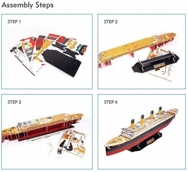 Puzzle 3D Układanka TITANIC 113el. Duży Model 7+ Cubic Fun DA-01565