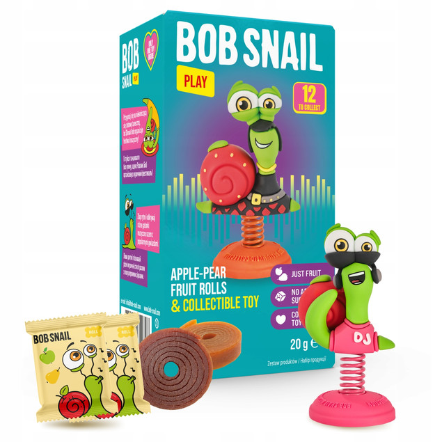 BOB SNAIL Przekąska Owocowa JABŁKO GRUSZKA Rollsy + Zabawka Bez Cukru