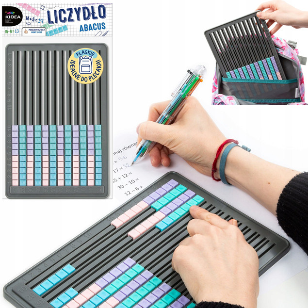 Liczydło edukacyjne Kidea – płaskie, przenośne do plecaka