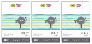 3x Blok Techniczny BIAŁY A4 10 Kartek 170g Happy Color