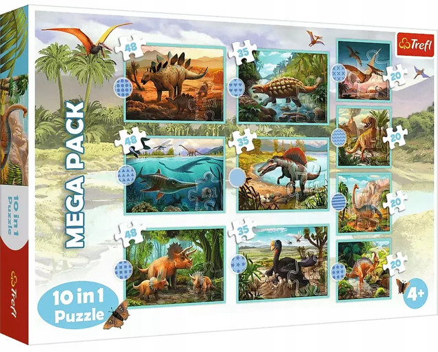 Puzzle 10w1 Układanka Gady DINOZAURY Prehistoryczne Świat 6+Trefl