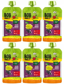 6x BOB SNAIL Smoothie JABŁKO CZARNA PORZECZKA Bez Dodatku Cukru Mus 120g