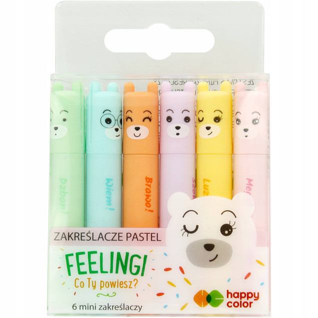 Zakreślacze mini pastelowe 6 kolorów HAPPY COLOR