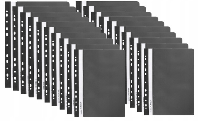 Skoroszyt PP A4 Miękki Wpinany 10szt CZARNY Biurfol