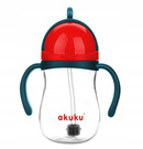 Akuku Kubek Kubek Niekapek Ze Słomką Odważnikiem CZERWONY 280ml 9M+ Akuku