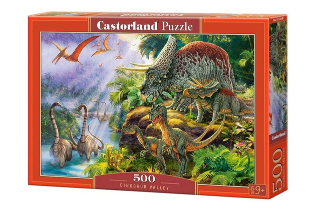 Puzzle 500 Układanka DINOZAURY Natura Welociraptor Brontozaur 9+ Castorland