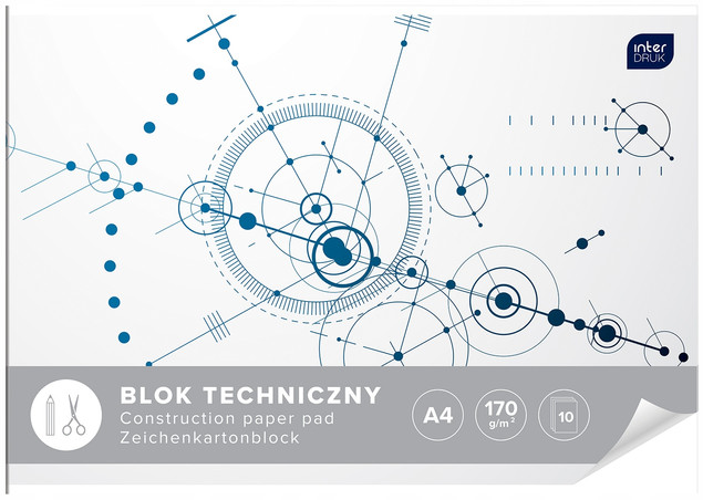 2 szt. x blok techniczny kolorowy INTERDRUK A4 10 ark. 160g
