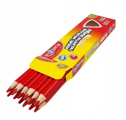 INSPIRIA Kredki Trójkątne Ołówkowe CZERWONY Jumbo 12 Sztuk