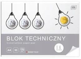 Blok Techniczny BIAŁY Dla Dzieci Szkoła Plastyka A4/10k 170g Interdruk